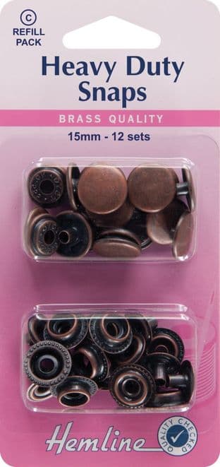 H405R.BR Heavy Duty Snaps Refill Pack: Bronze - 15mm