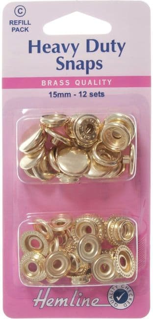 H405R.G Heavy Duty Snaps Refill Pack: Gold - 15mm