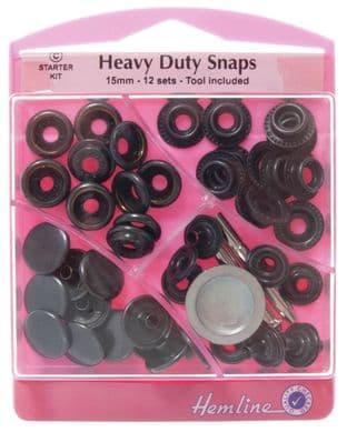 H405S.O Heavy Duty Snaps: Oxy Black - 15mm