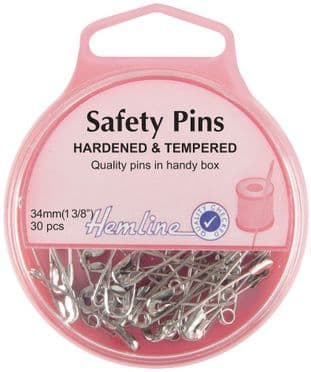 H410.1 Safety Pins: 34mm - Nickel - 30pcs
