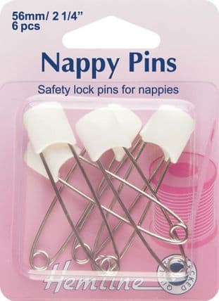 H413 Nappy Pins: 56mm - White