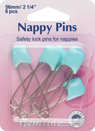 H413.B Nappy Pins: 56mm - Blue