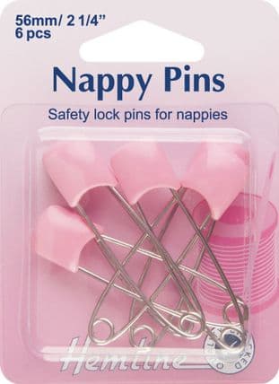 H413.P Nappy Pins: 56mm - Pink