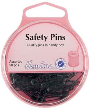 H414.99 Safety Pins: Assorted - Black - 50pcs