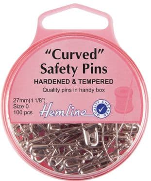 H418.0 Curved Safety Pins: Nickel - 27mm - 100pcs