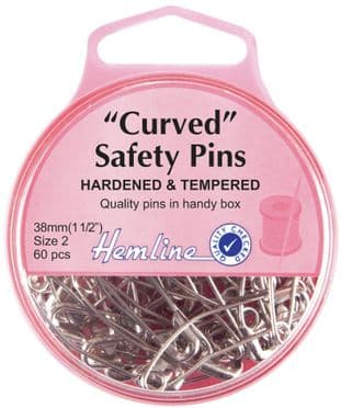 H418.2 Curved Safety Pins: Nickel - 38mm - 60pcs