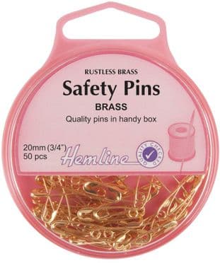 H419.000 Safety Pins: Brass - 20mm - 50pcs