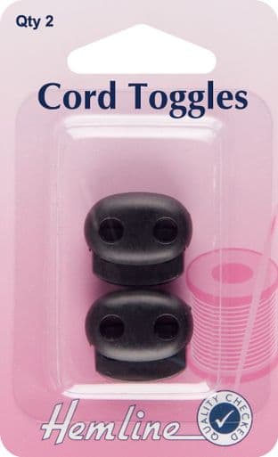 H459.2.B Adjustable Cord Toggles: Black - 6mm