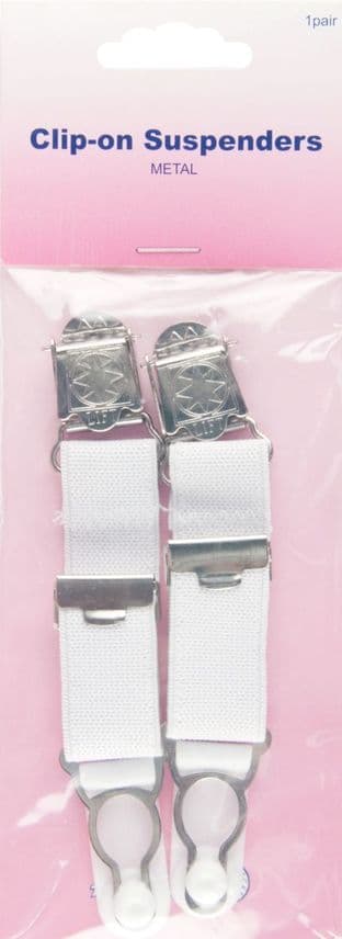 H464.CW Clip-on Suspenders: White - 1 pair