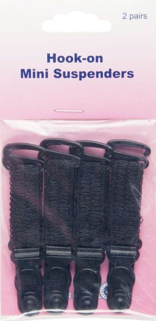 H464.MB Hook-on Mini Suspenders: Black - 2 pairs