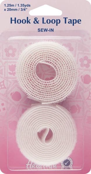 H653.20 Hook & Loop Tape: Sew-On: Value Pack: 1.25m x 20mm: White