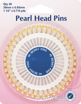 H669.G Assorted Pearl Heads Pins: Gold - 38mm, 40pcs