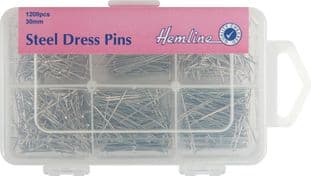 H670.1200 Steel Dress Pins: Nickel - 30mm, 1200pcs