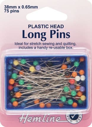H678 Plastic Coloured Heads Pins: Nickel - 38mm, 75pcs