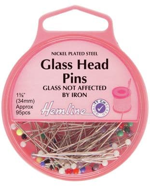 H679 Glass Head Pins: Nickel - 34mm, 95pcs