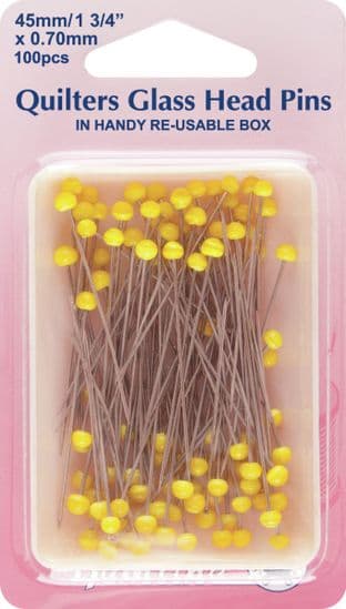 H703.100 Quilters Glass Head Pins: Nickel - 45mm, 100pcs