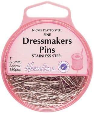 H719 Fine Dressmakers Pins: Nickel - 25mm, 380pcs