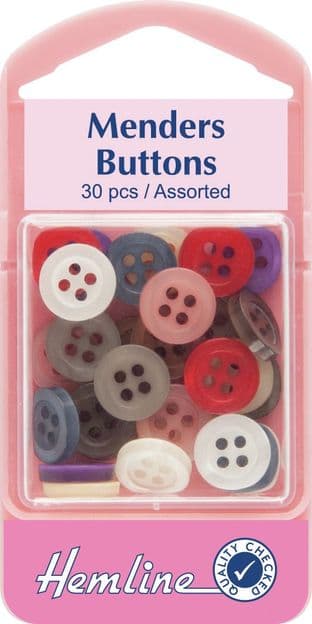 H785.A Mender Buttons: Assorted Colours - 30pcs