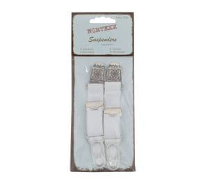 NSS/8 Suspenders: Clip On - Adjustable - White