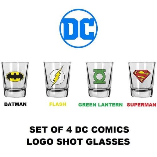 DC COMICS LOGOS SET OF 4 SHOT GLASSES FROM SD TOYS