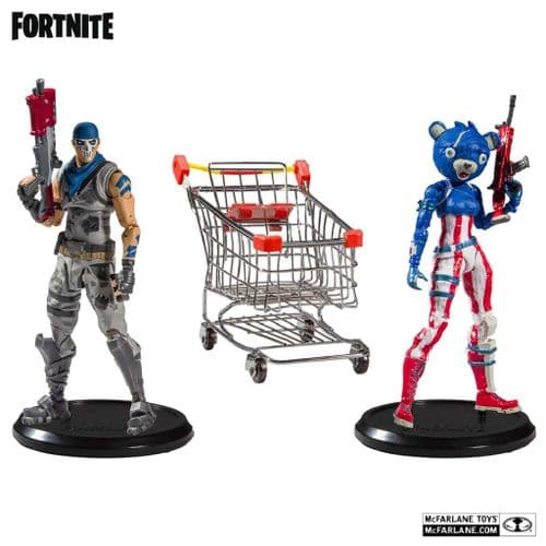 FORTNITE SHOPPING CART 7" BUNDLE PACK WITH WARPAINT AND FIREWORKS TEAM LEADER FROM MCFARLANE TOYS